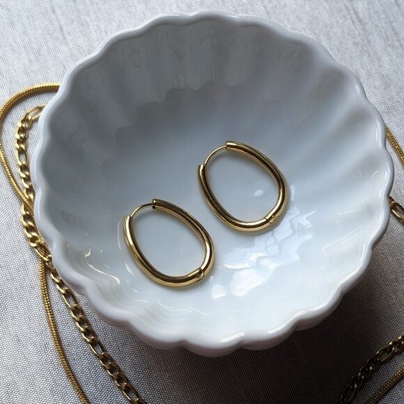 Waterproof Gold Jewelry Tarnish Free - Meivim Teardrop Hoop Earring - Picture 1 of 6